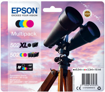 Epson 502 XL ink cartridge 4 pc(s) Original High (XL) Yield Black, Blue, Magenta, Yellow Epson 502 XL ink cartridge 4 pc(s) Original High (XL) Yield Black, Blue, Magenta, Yellow